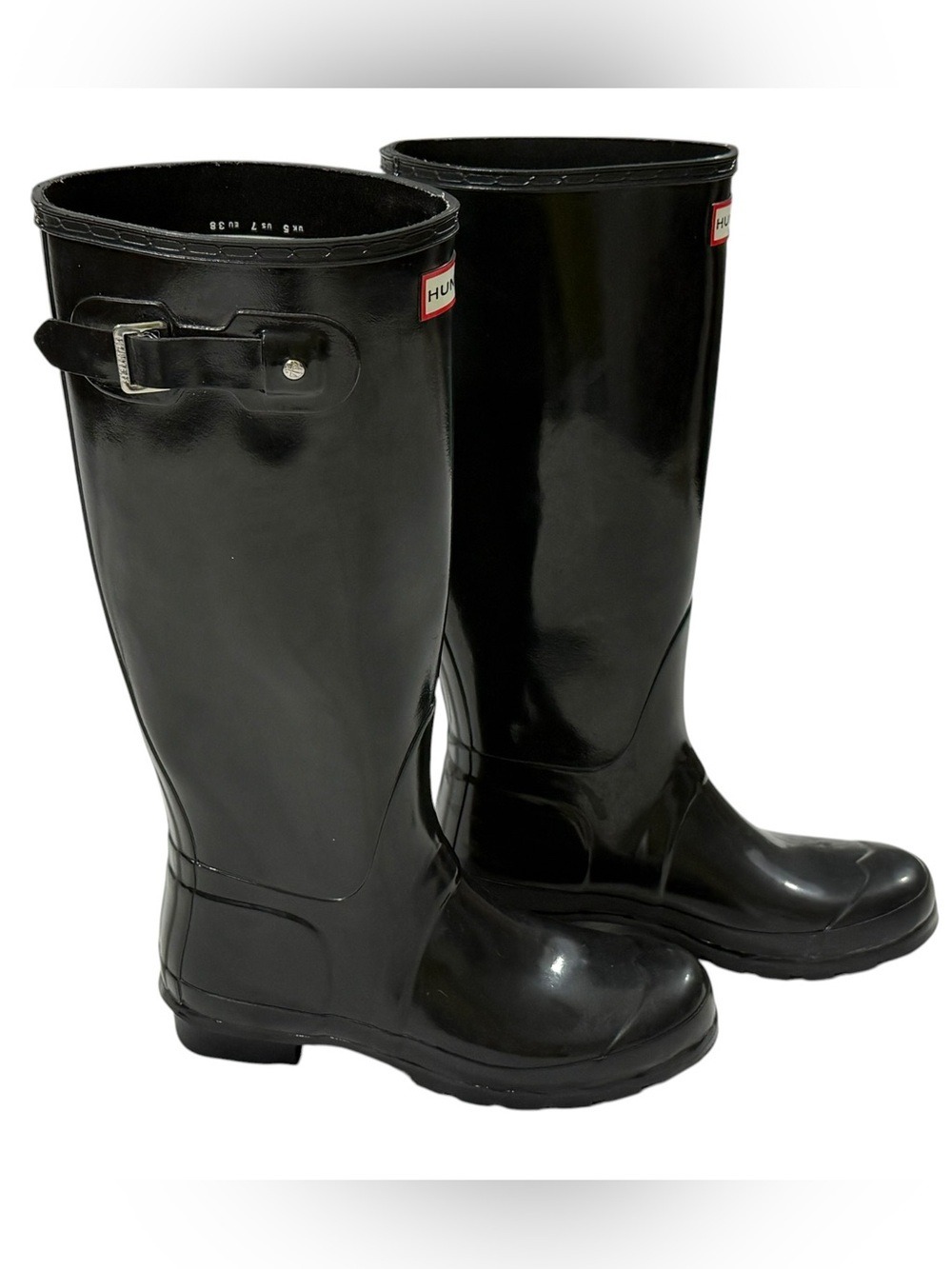 Hunter Original Tall Gloss Black Rain Boots Womens US 7/UK5 - Picture 2 of 15
